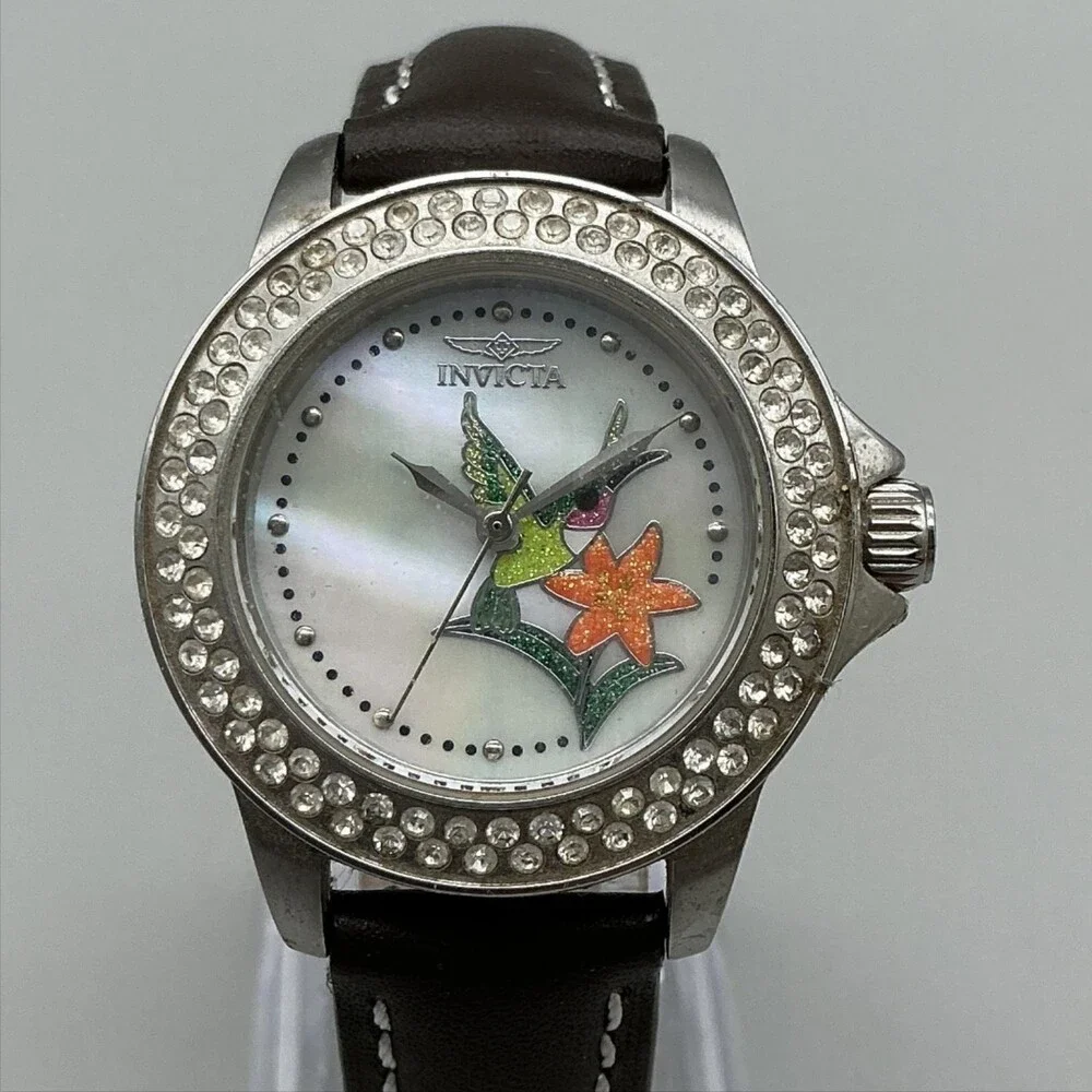 Invicta Limited Edition Hummingbird Womens Watch 34mm MOP Leather New Battery